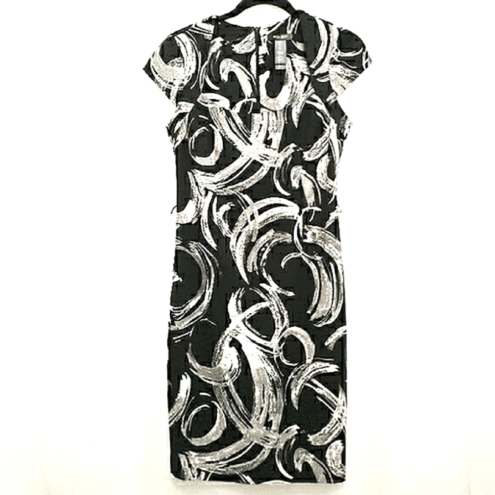 Fitted Abstract Print Dress By BISOU BISOU by Michele Bohbot  Size 8